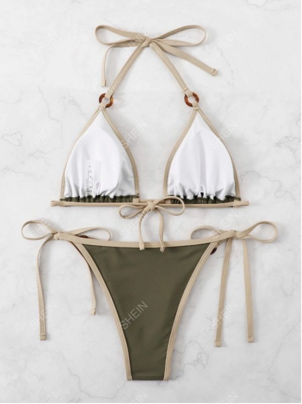 Summer Beach Color Block Bikini Set With Stitching, Two-Piece Set - Image 23